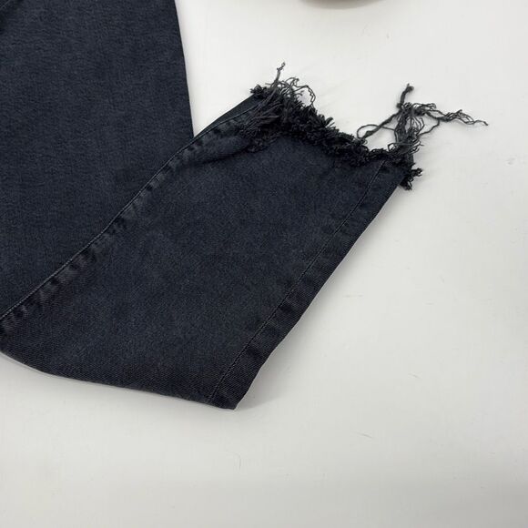 AGOLDE Toni Mid Rise Straight Leg Raw Hem Jeans in Black Feral Wash Size 26 - Picture 10 of 15